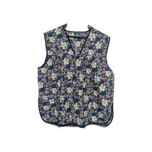 80s Cotton Blend Smock Apron Chore Vintage Cottage Blend Pinney Snap Up Pockets